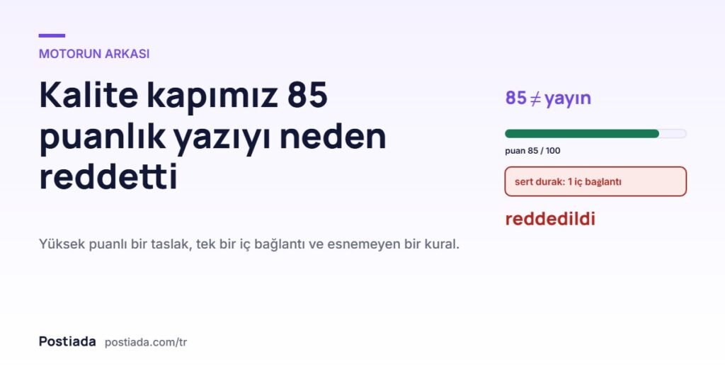 Kalite kapımız 85 puanlık yazıyı neden reddetti